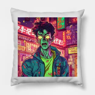 Korean Zombie man walking on the street Pillow