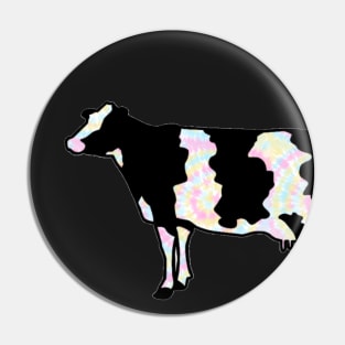 Rainbow Tie Dye Dairy Cow Silhouette  - NOT FOR RESALE WITHOUT PERMISSION Pin