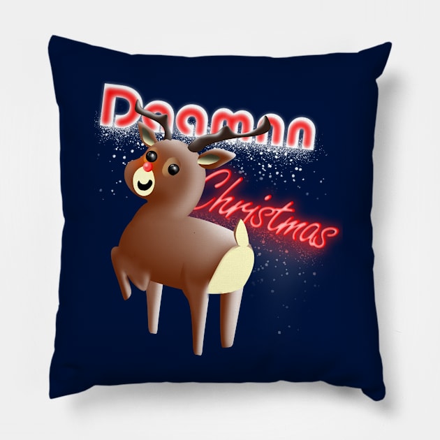 Rudolph reindeer , crazy christmas Pillow by AdishPr