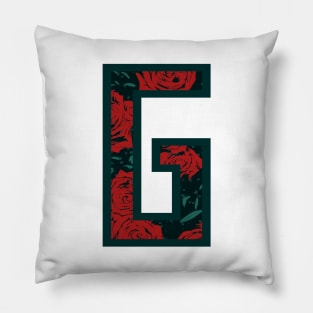 Modern Rose Floral Initial Name Alphabet - Letter G Pillow