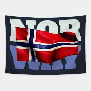 Norway Flag Snow Mountains Sea Typography Souvenir Tapestry