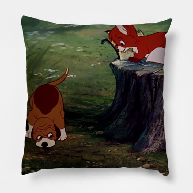 The Fox and the Hound Pillow by Mirella Sato