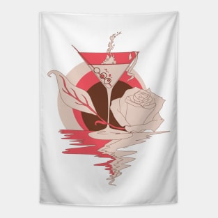 Pink Tan Martini and Rose Tapestry