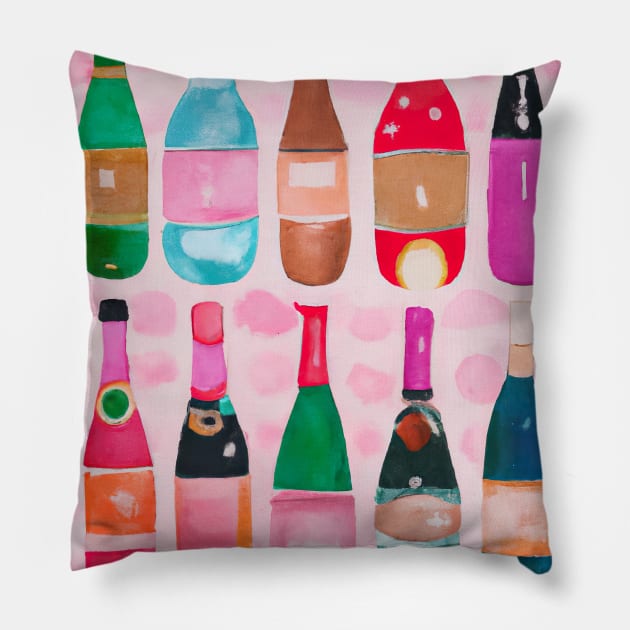 Bottles Pattern Painting Pillow by maxcode