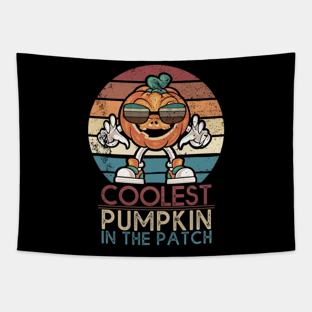 Retro Coolest Pumpkin In The Patch Halloween Boys Girls Men Tapestry by MasliankaStepan