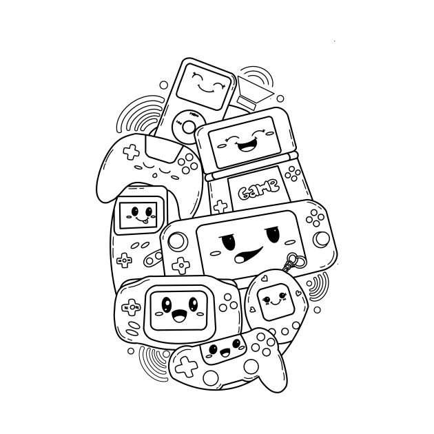 Gamepad doodle illustration by You Can Doodle