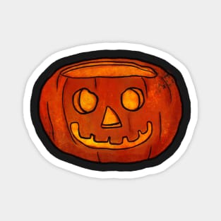 Hand Drawn - Vintage Distressed Halloween Jack O Lantern, T-Shirt, Text design Magnet