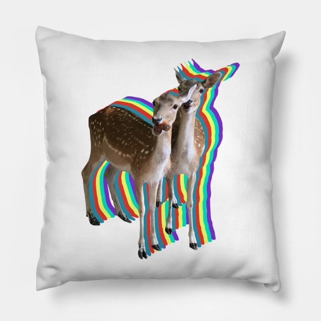 Rainbow deer Pillow by Annka47