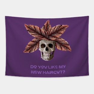 Leafy haircut for skull 2 Tapestry