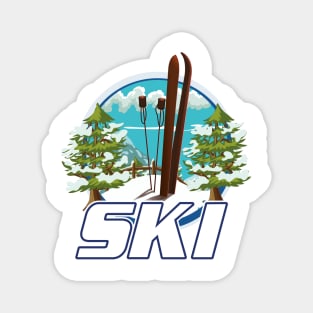 Skiing travel logo Magnet