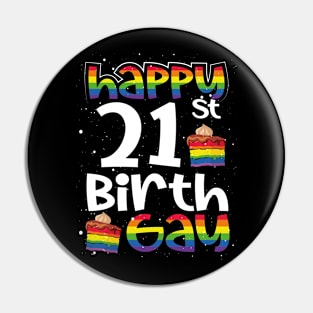 Gay Lesbian Pride Rainbow Flag LGBTQ 21st Birthday Birthgay Pin