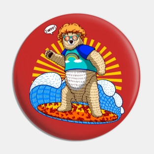 cool afro polar bear surfing Pin