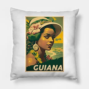 Guiana Vintage Travel Art Poster Pillow