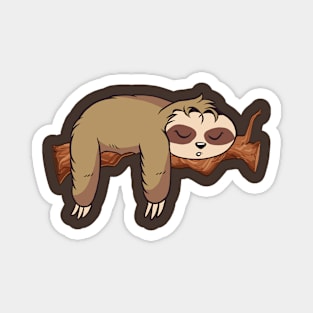 Sloth sleeping on a tree trunk Magnet