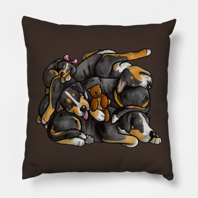 Sleeping Swissie pile Pillow by animalartbyjess