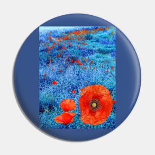 Blue Field Poppies Pin