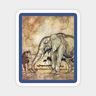 The Lion, Jupiter and the Elephant - Arthur Rackham Magnet