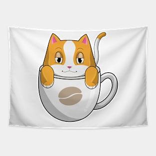 Cat with Coffee Cup Tapestry