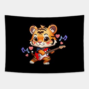 Unleash the Wild Melody: Captivating Tiger Strums on Strings Tapestry