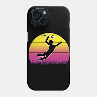 Travel back in time with beach volleyball - Retro Sunsets shirt featuring a player! Phone Case