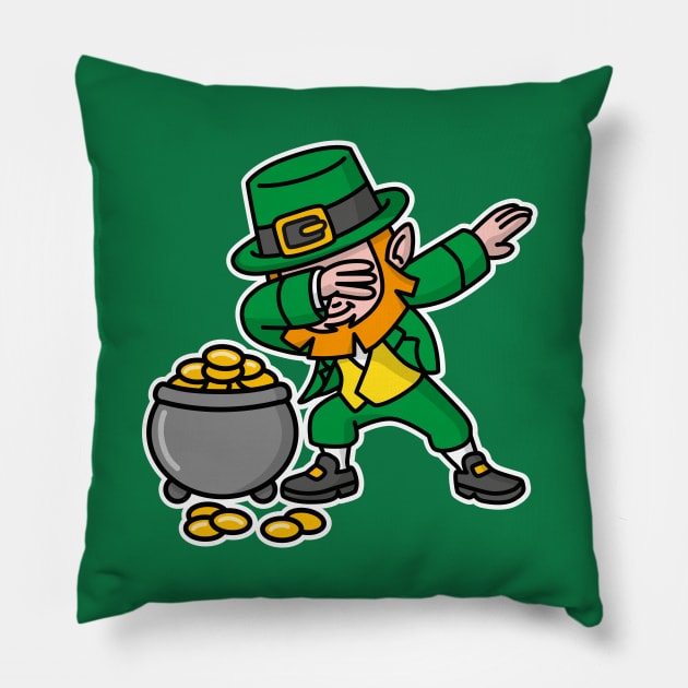 Dabbing Leprechaun St. Patrick's day pot of gold Pillow by LaundryFactory