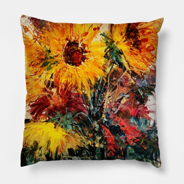 Loose Floral Watercolor #04 Pillow by Floral Your Life!