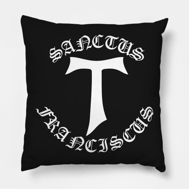 Saint Francis of Assisi Franciscan Tau Cross Gothic Pocket Pillow by thecamphillips