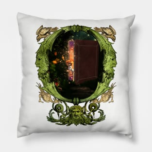 Fairytale book in the forest with cute little fairy Pillow