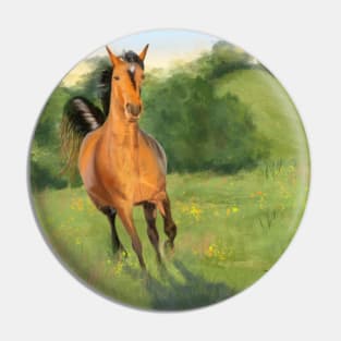 Horse Galloping in a Meadow Pin