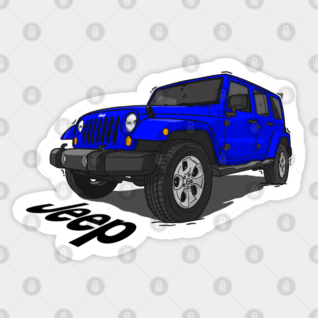 Jeep Wrangler - Blue - Jeep Wrangler - Sticker | TeePublic