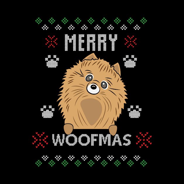 Merry Christmas Woofmas Pomeranian Dog Gift Ugly by Gufbox