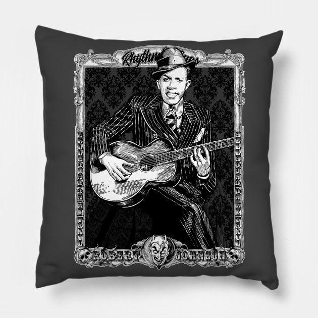 Blues Man Cross Roads Pillow by ZugArt01