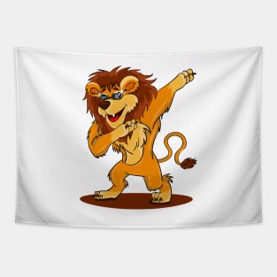 'Dabbing Dancing Lion' Funny Dabbing Animal Gift Tapestry