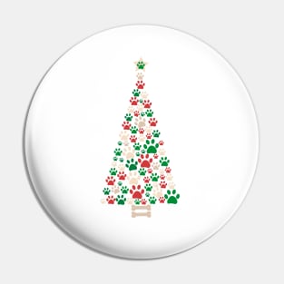 Christmas tree made of bone and paw prints Pin