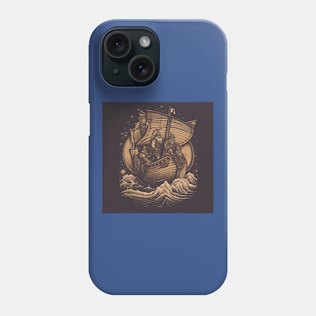 Viking Raiders on Longships Phone Case by Grassroots Green