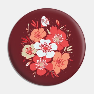 Bouquet (coral and gray) Pin