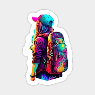 Girl with a backpack design #8 Magnet