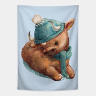 Winter Bull Tapestry