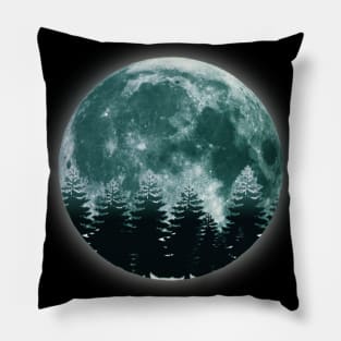 Bright Moon in Dark forrest Pillow