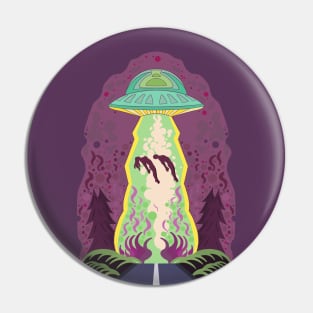 Man and Woman being abducted by alien spacecraft Pin