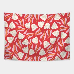 Red Naif Garden Tapestry