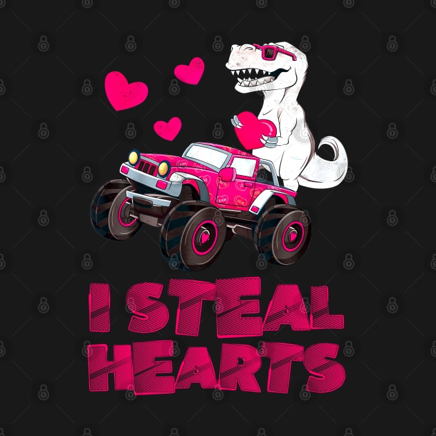 Kids I Steal Hearts Dinosaur Valentines Day For Baby Boys Toddler by ReneeShitd