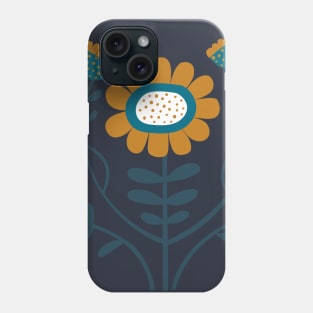 Arts and Crafts Folk Floral - Caramel, Teal and Navy - by Cecca Designs Phone Case