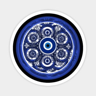 Evil Eye Hamsa Mandala Wheel Magnet