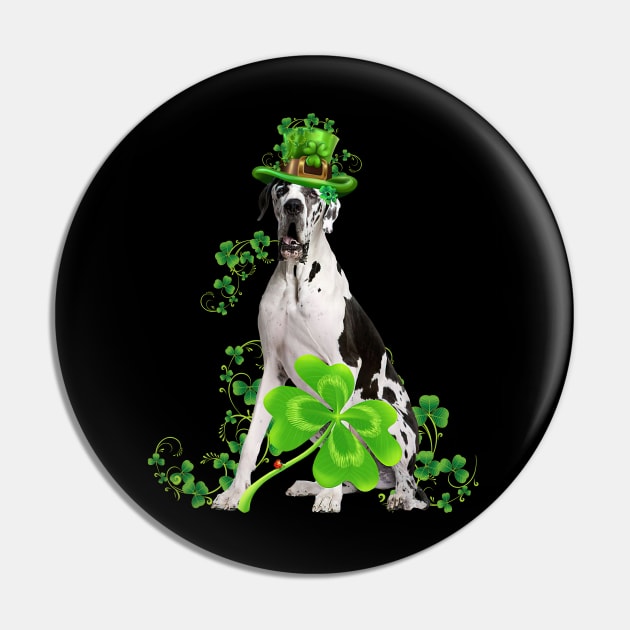 Lucky Great Dane Dog Shamrock St Patrick's Day Pin by Brodrick Arlette Store