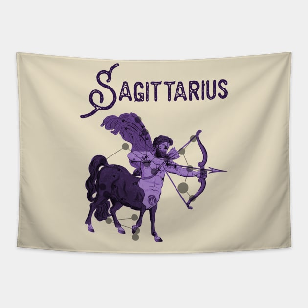 Sagittarius ))(( Astrological Sign Zodiac Constellation Design Tapestry by darklordpug