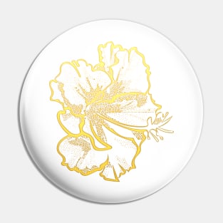 Gold Tropical Hibiscus Flower Pin