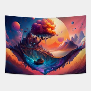 Boat Journey to the Mystical Island Tapestry