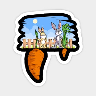 Bunnies With Carrots Magnet