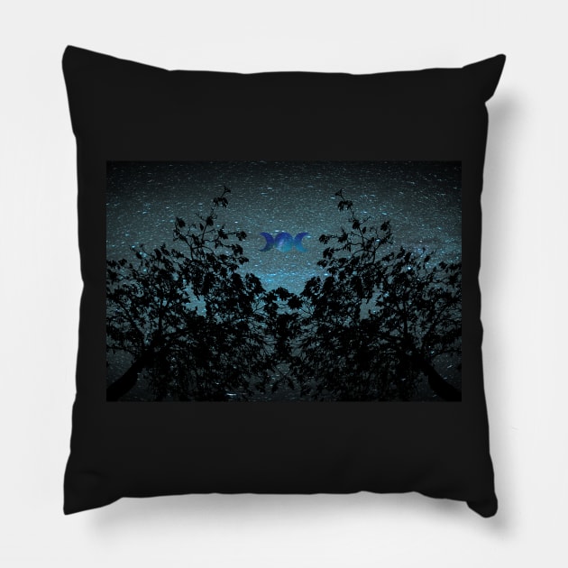 Tropical moonlight Triple moon Pillow by sharanarnoldart